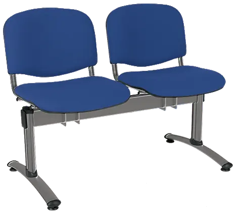 CL - 22, čalouněná lavice do čekárny, 2-sedák, látka SUE - S 9 tmavě modrá, kostra chrom